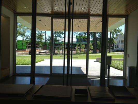 View of front entrance from inside museum