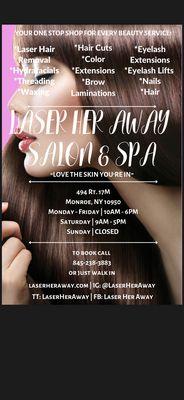 One stop beauty shop. Laser hair removal, Brow and Lash services,Hydrafacial & Nails