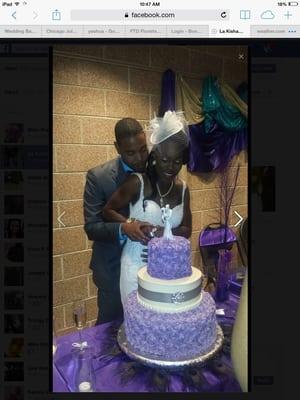 My husband and me, cutting the cake provided by Barbara