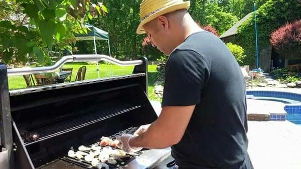 Grilling up at a house party