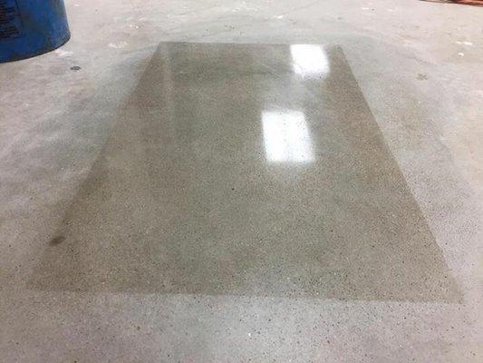 A sample of polished concrete at a job site for a general contractor.