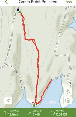 Trail distance, elevation, and average moving time.