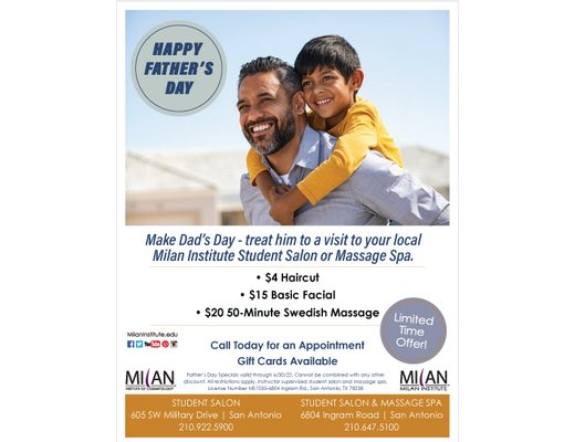 Father's Day Specials! Valid until 6/30/22.