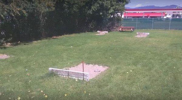 Horseshoe pits in our back yard.