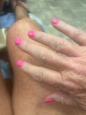 Hot pink nails!