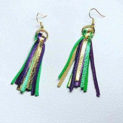 Mardi Gras tassel earrings