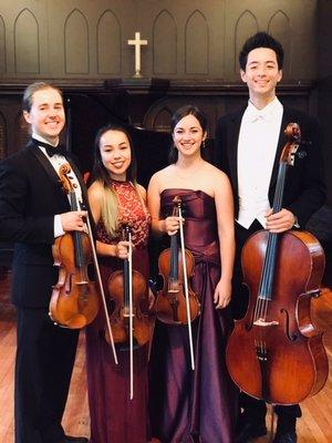 Student Mira R performing at Westmont College with her quartet