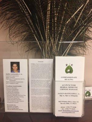 Beverly Hills Acupuncture Office - Acupuncturist, Dr. Jacklin Arastouzadeh, LAc.