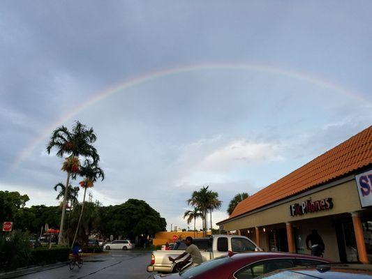 Beautiful rainbow over plaza