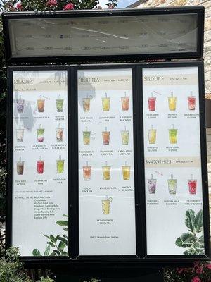 Drive thru, drinks menu