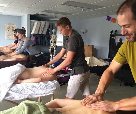 Ooo, Ahhhh, massage class at the Boulder Massage Therapy Institute, Boulder, CO, USA