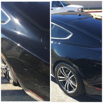 Wash, Clay Bar, Polish, Jet Seal on this 2015 Mustang! Left is before the correction, the right side is after the correction.