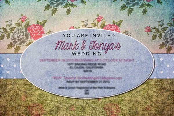 Graphic Design -- Wedding Invitations.