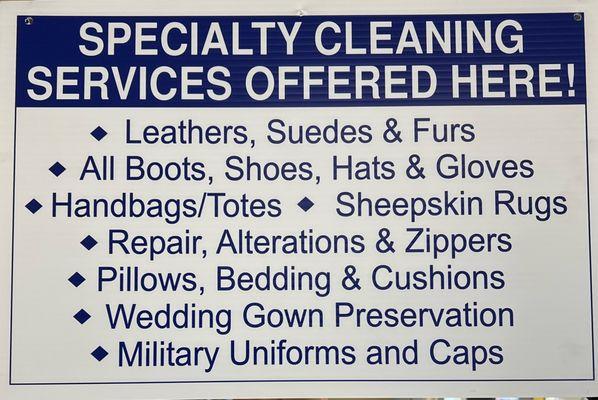 We offer specialty cleaning