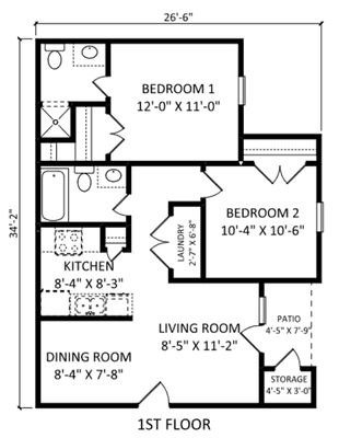 Eddington - Two Bedroom | Two Bath | 780 sq ft