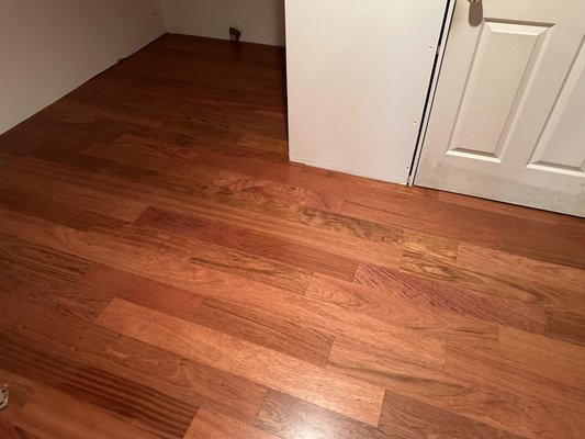 OUR TEAM INSTALLED THIS PREFINISHED ENGINEERED BRAZILIAN CHERRY FLOORING.