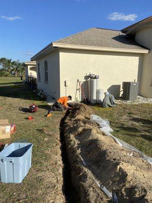 Underground electrical conduit install.