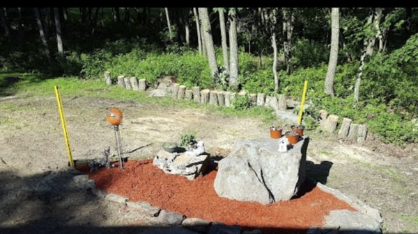 Beautiful backyard work from there stones and mulch