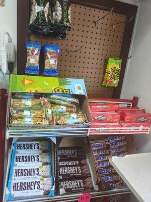 Granola Bars .50
 Nutter Butter Cookies $1.50
 Peanuts 2/ $1.00
 Sour Patch Candy $1.25
 All Chocolate Candy Bars $1.25