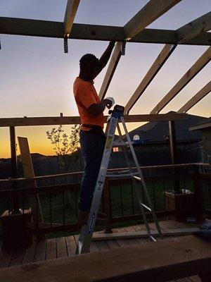 We replaced a metal roof with a wood one.