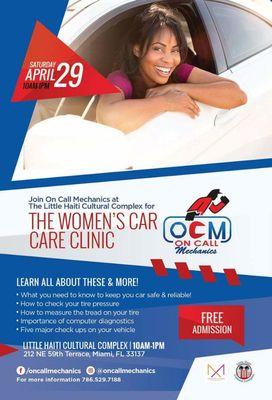 April is National Care Month & On Call Mechanics, will host a Women's Car Clinic from 10 am - 1pm on Sat. April 29th, 2017.