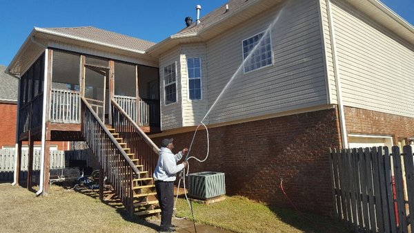 Pressure washing house