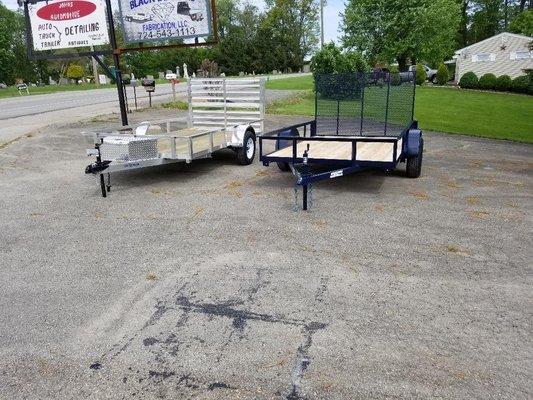 1 steel trailer 6.4 x12 and 1 aluminum trailer 6.4 x12 ready for sale. we custom build for your needs