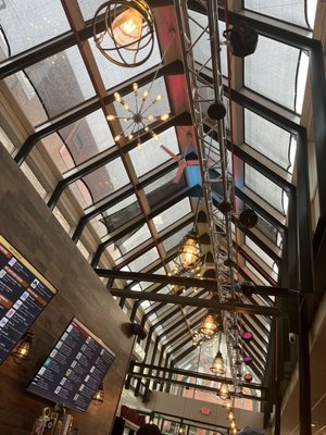 Cool windows above the bar.