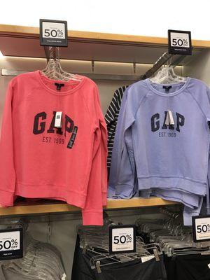 50% off on GAP sweatshirts