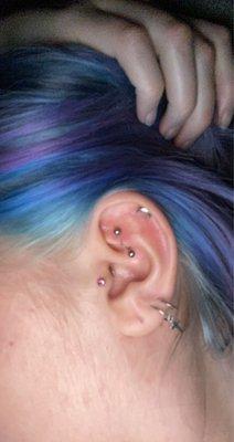 Rook, helix and tragus