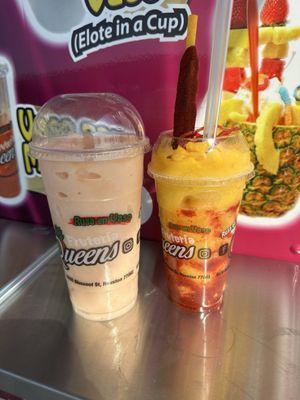 Cantaloupe Smoothie (Large) and Mangonada (Medium)