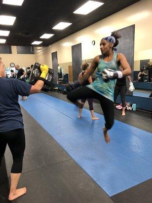 Adult cardio kickboxing group class