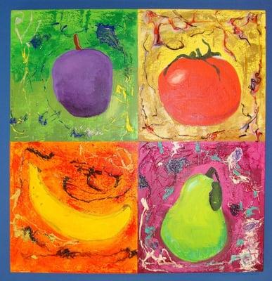 Four fruits painting- Student art- Painting class