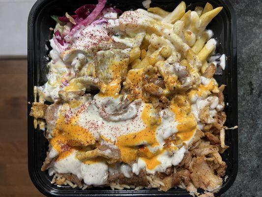 "Mixed platter" - chicken shawarma/beef doner combo