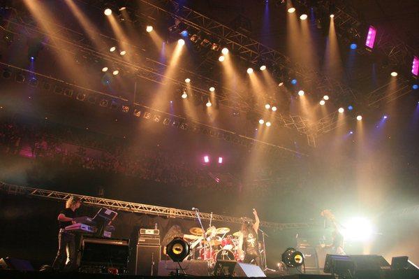 On stage at the Budokan, Japan.