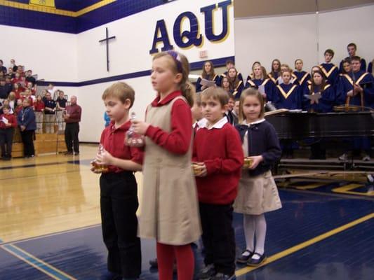 Cathedral Elementary Students participate in the All School Mass.