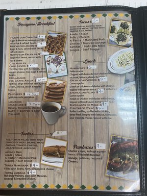 Menu (inside) - breakfast, lunch, and dinner