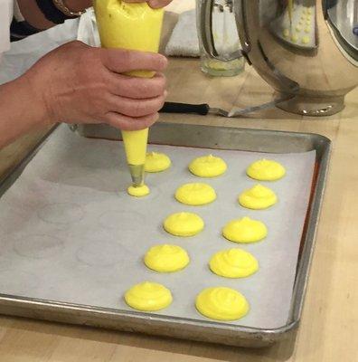 Piping Lemon Macarons