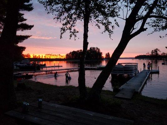 The sun is nearly down but the swimming doesn't end!