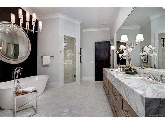 Accent wall in this marvelous master bathroom.