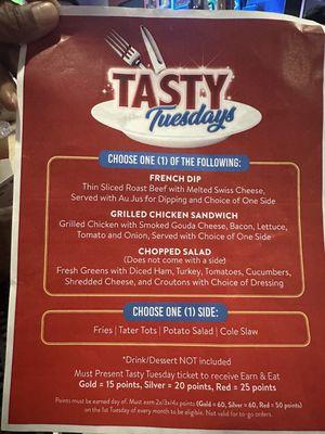 Tasty Tuesday Menu