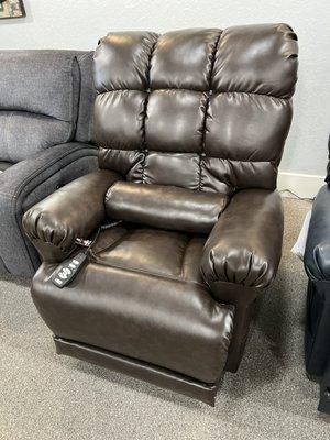 Leather power lift chair with heat and message.