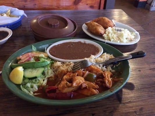 Chicken Ranchero and pastelitos ( chicken and beef)