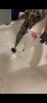 Clogged shower drain.