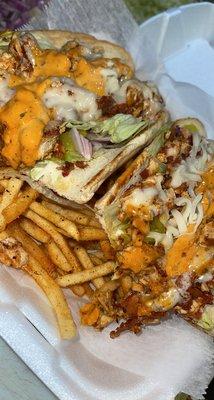 Chipotle Chicken Sub with fries