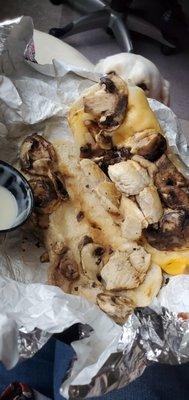 All the chicken in my chicken cheesesteak...