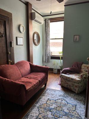 Cozy office in historic, downtown Marshall, NC. Come sit and have a tea with your therapy.