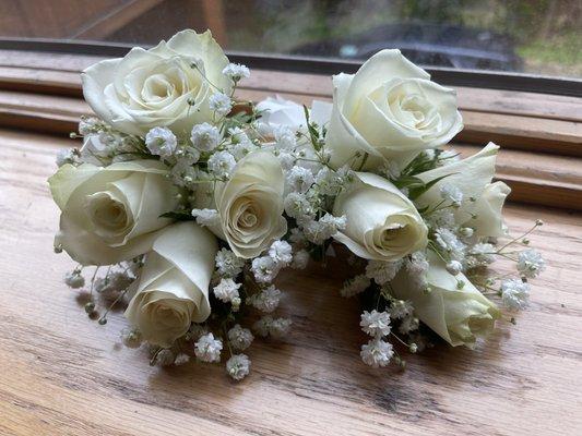 Corsages with white Spray Roses