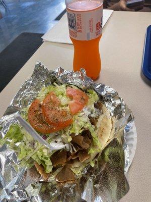 Regular Gyro.  Loaded with meat and toppings.  Yummy