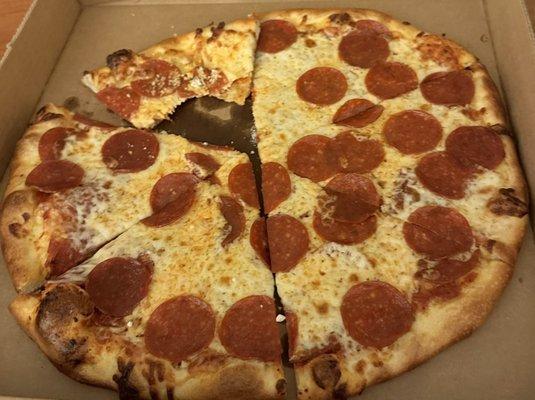 Pepperoni hot honey pizza.